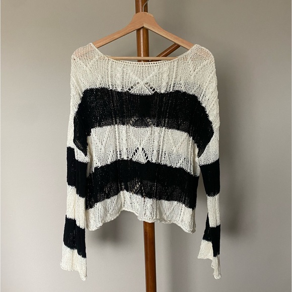 Relaxed Slouchy Striped Long Sleeve Sweater - Picture 1 of 4